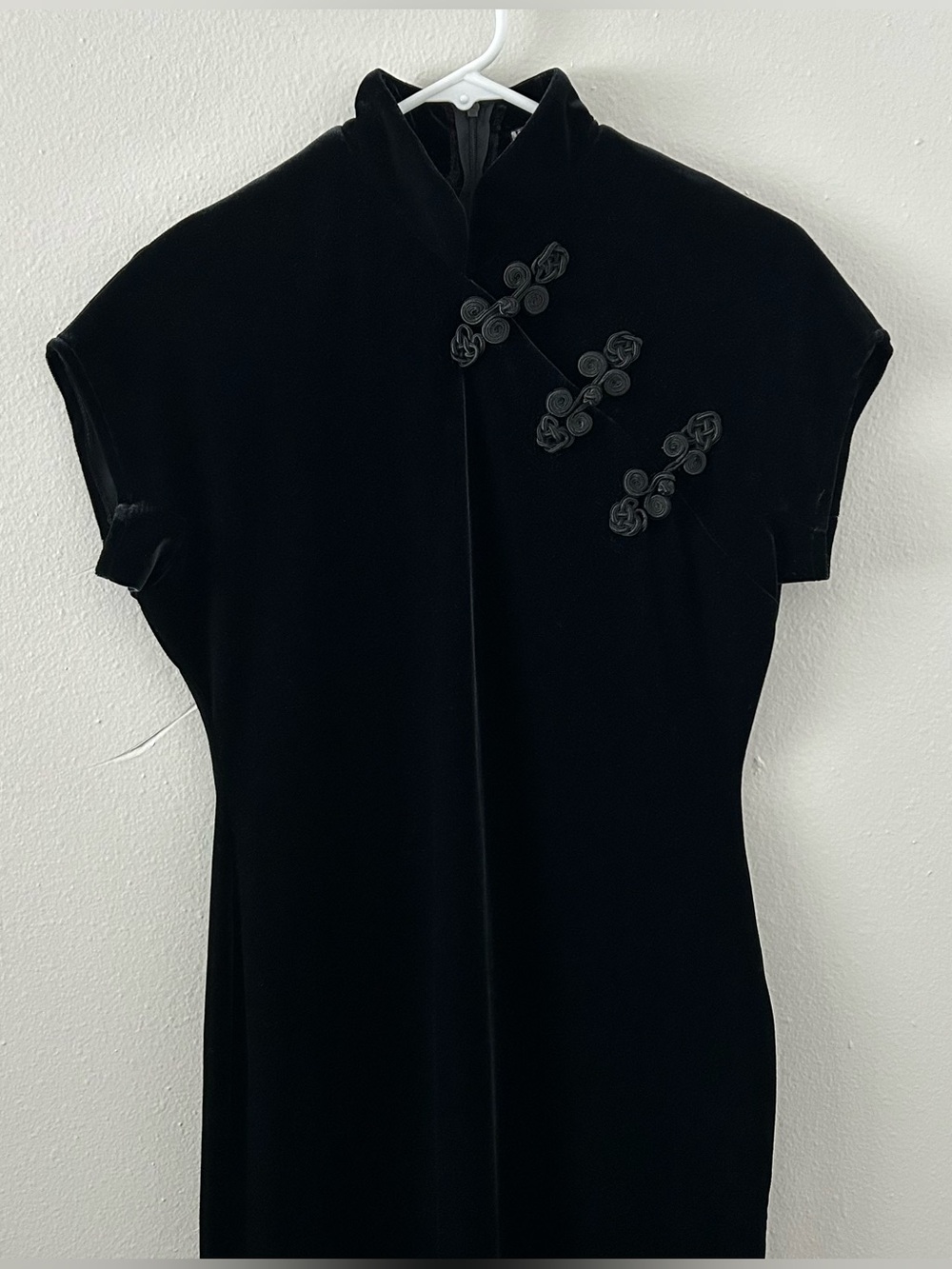 Vintage Night Way Collections Black Velvet Cheongsam Gown Women’s M 90s Evening - Picture 2 of 11